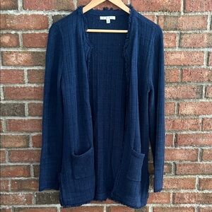 CAbi Dark Blue Textured confetti Cardigan size m